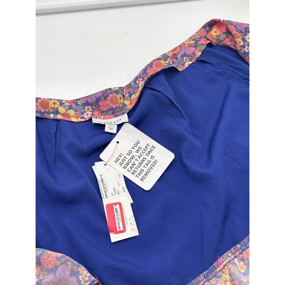 Topshop Floral Wrap Mini Skirt With Ruffle Hem, Purple/Multicolor, Sz. 6 - Picture 9 of 11